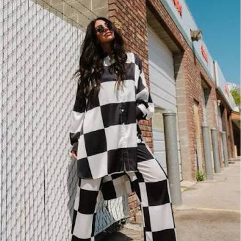 Dressed in LALA Black and White Wide Leg Pants